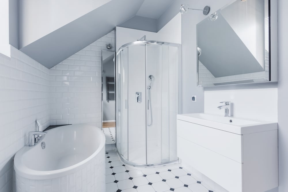 Small bathroom with a space-saving shower layout